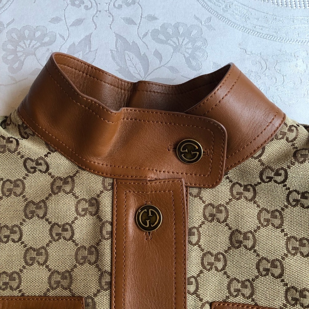 Gucci Canvas/Leather GG Classic Trench Coat Beige/Ebony Women's Size 40(M) - Picture 15 of 16